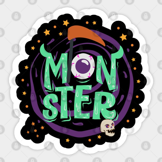 Monster Halloween Graphic T-Shirt Art Sticker by ChasingTees
